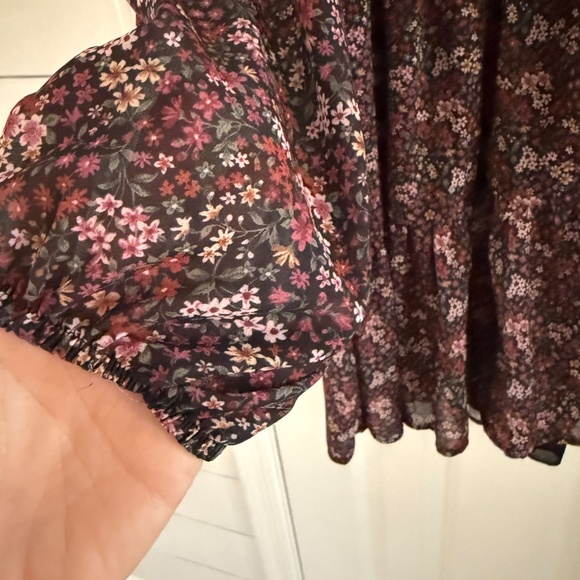 Long Sleeve Floral Black Dress - Picture 3 of 5